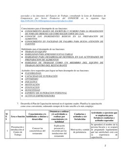 2 
 
 
asociadas a las funciones del Espacio de Trabajo, consultando la Lista de Estándares de 
Competencia 
por 
Sector 
Pro