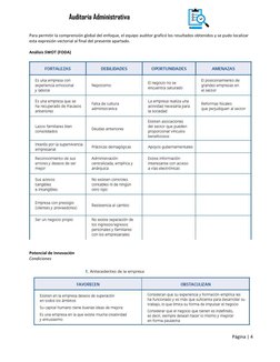 Página | 4  
 
Auditoria Administrativa 
Para permitir la comprensión global del enfoque, el equipo auditor graficó los res