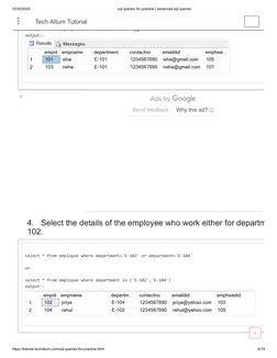 Advanced SQL Queries with Answers | PDF | Sql | World Wide Web