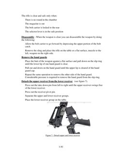 1-81 
 
The rifle is clear and safe only when: 
There is no round in the chamber 
The magazine is out 
The bolt carrier is lo