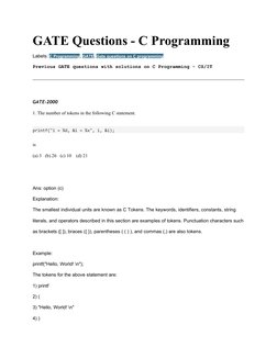 GATE C Programming Previous Year Questions | PDF | Parameter (Computer ...