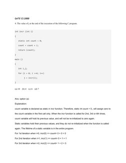 GATE C Programming Previous Year Questions | PDF | Parameter (Computer ...