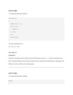 GATE C Programming Previous Year Questions | PDF | Parameter (Computer ...