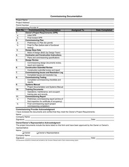 Chapter 1
Chapter 2
Chapter 3
Chapter 4
Chapter 5
Appendix A
Appendix B
Appendix B
Commissioning Documentation
Project Name: