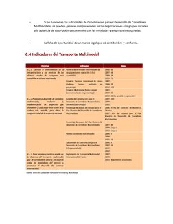 
Si no funcionan los subcomités de Coordinación para el Desarrollo de Corredores 
Multimodales se pueden generar complicacio