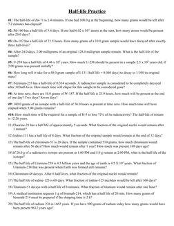 Half-Life Practice Problems and Solutions | PDF | Radioactive Decay ...
