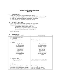 Detailed Lesson Plan in Mathematics
Grade II 
I.
OBJECTIVES
At the end of the lesson the student should be able to:
a.
expres