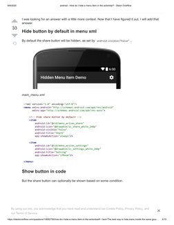 Android - How Do I Hide A Menu Item in The Actionbar - Stack Overflow ...
