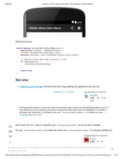 Android - How Do I Hide A Menu Item in The Actionbar - Stack Overflow ...