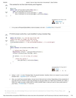 Android - How Do I Hide A Menu Item in The Actionbar - Stack Overflow ...