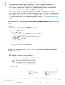 Android - How Do I Hide A Menu Item in The Actionbar - Stack Overflow ...