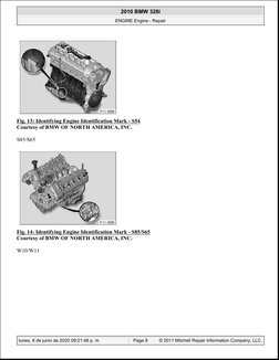 Fig. 13: Identifying Engine Identification Mark - S54
Courtesy of BMW OF NORTH AMERICA, INC.
S85/S65
Fig. 14: Identifying Eng