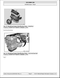 Fig. 15: Identifying Engine Identification Mark - W10/W11
Courtesy of BMW OF NORTH AMERICA, INC.
N12/N14/N16/N18
Fig. 16: Ide