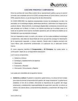 www.auditool.org  (http://www.auditool.org/)
 
2 
COSO ERM: PRINCIPIOS Y COMPONENTES 
Entre los cambios del nuevo Marco est