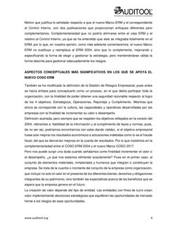 www.auditool.org  (http://www.auditool.org/)
 
4 
Motivo que justifica lo señalado respecto a que el nuevo Marco ERM y el c