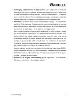 www.auditool.org  (http://www.auditool.org/)
 
9 
▪ Estrategia y establecimiento de objetivos. Este nuevo componente se enf