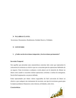 PALABRAS CLAVES:
 Inversiones, Documentos, Rendimiento, Entidad, Reserva, Utilidades. 
CONTENIDO 
1. ¿Cuáles son las invers