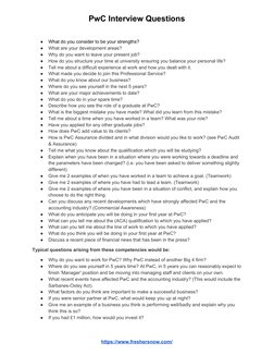 PwC Graduate Interview Questions Guide | PDF | Pricewaterhouse Coopers ...