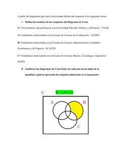 A partir del argumento que haya seleccionado deberá dar respuesta a los siguientes ítems:
Defina los nombres de los conjunto