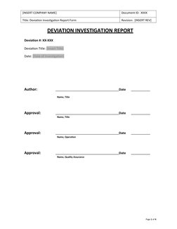 Deviation Investigation Report Template | PDF | Business