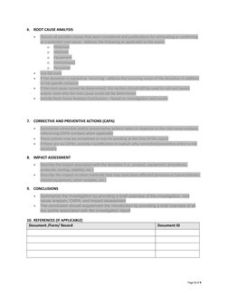 Deviation Investigation Report Template | PDF | Business
