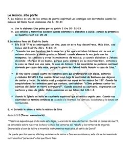 La Música…2da parte
7. La música es una de las armas de guerra espiritual Los enemigos son derrotados cuando los 
músicos del
