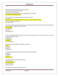 FUNDETEC
8° Es una consecuencia de la primera guerra mundial…
a) Se dio la nacionalización de vehículos
b) Se creó la carrera