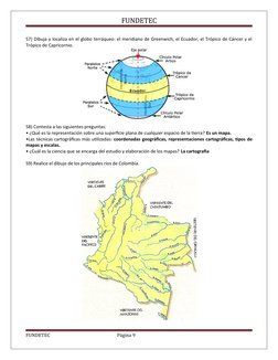 FUNDETEC
57) Dibuja y localiza en el globo terráqueo: el meridiano de Greenwich, el Ecuador, el Trópico de Cáncer y el
Trópic