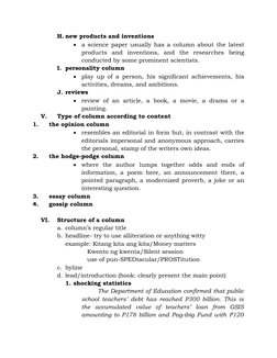 H. new products and inventions

a science paper usually has a column about the latest
products  and  inventions,  and  the