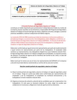 Sistema de Gestión de la Seguridad y Salud en el Trabajo 
                        FORMATOS:  
FT-SST-055 
SST CONSULTOR