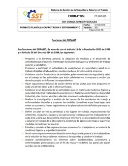 Sistema de Gestión de la Seguridad y Salud en el Trabajo 
                        FORMATOS:  
FT-SST-055 
SST CONSULTOR