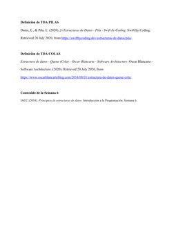Definición de TDA PILAS
Datos, E., & Pila, E. (2020). ▷ Estructuras de Datos - Pila - Swift by Coding. Swift by Coding. 
Retr