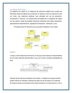Los diagramas de clases 
Un diagrama de clases es un diagrama de estructura estático que muestra las 
diferentes clases d