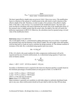  =
	

  × 	  
 
The basic (span/effective depth) ratios are given in Table 3.9(previous