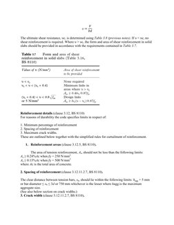 υ = 

 
 
The ultimate shear resistance, υc, is determined using Table 3.8 (previous notes). If υ < υc, no 
shear reinfor