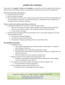 Extraction Chair and Operator Positions | PDF | Dentistry | Chair