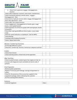  
Check front suspension engage / disengagement, 
function 
 
 
 
Check cabin suspension: function, noise (mech. interfe