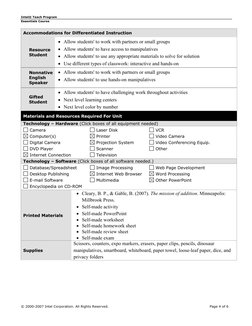 Intel® Teach Program 
 
 
Essentials Course 
 
© 2000-2007 Intel Corporation. All Rights Reserved. 
Page 4 of 6 
Accommodatio