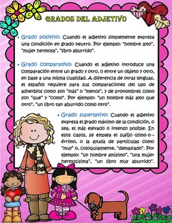 • Grado positivo: Cuando el adjetivo simplemente expresa 
una condición en grado neutro. Por ejemplo: “hombre alto”, 
“mu