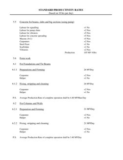 Standard Productivity Rates in Construction | PDF | Masonry | Concrete