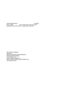 JOHN FRANCIS GATUS                                                             LIQUIGAZ 
PHILS., CORP.