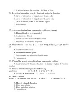 MCQs on Linear Programming Concepts | PDF | Linear Programming ...
