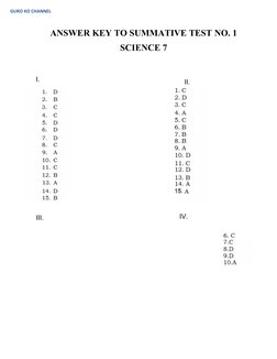 Grade 7 Summative Test Answer Key | PDF