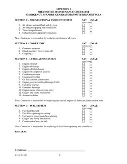 Emergency Generator Maintenance Checklist | PDF | Alternating Current ...