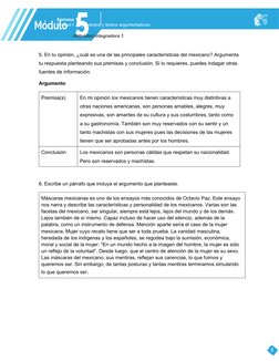 Semana 1
Unidad I. Argumentos y textos argumentativos
Actividad integradora 1
5. En tu opinión, ¿cuál es una de las principal