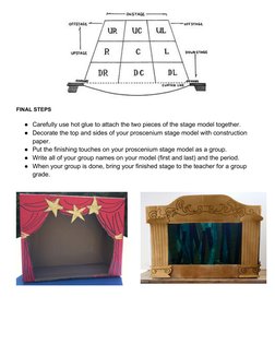 FINAL STEPS
●Carefully use hot glue to attach the two pieces of the stage model together.  
●Decorate the top and sides of yo
