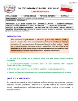 Página 1 de 8 
 
Hola estudiantes del grado décimo, en esta cuarta  guía de inglés del tercer periodo y 
luego de     conocer