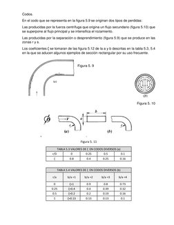 Codos. 
En el codo que se representa en la figura 5.9 se originan dos tipos de perdidas: 
Las producidas por la fuerza centrí
