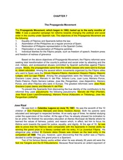 CHAPTER 7
The Propaganda Movement
The Propaganda Movement, which began in 1882, lasted up to the early months of
1892. It was