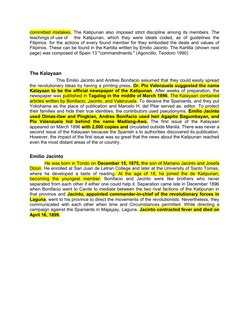 committed mistakes. The Katipunan also imposed strict discipline among its members. The
teachings of use of
the  Katipunan,